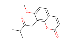 2H-1-Benzopyran-2-one, 7-methoxy-8-(3-methyl-2-oxobutyl)-