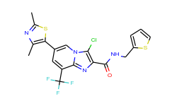 3-chloro-6-(2,4-dimethyl-1,3-thiazol-5-yl)-N-(thiophen-2-ylmethyl)-8-(trifluoromethyl)imidazo[1,2-a]